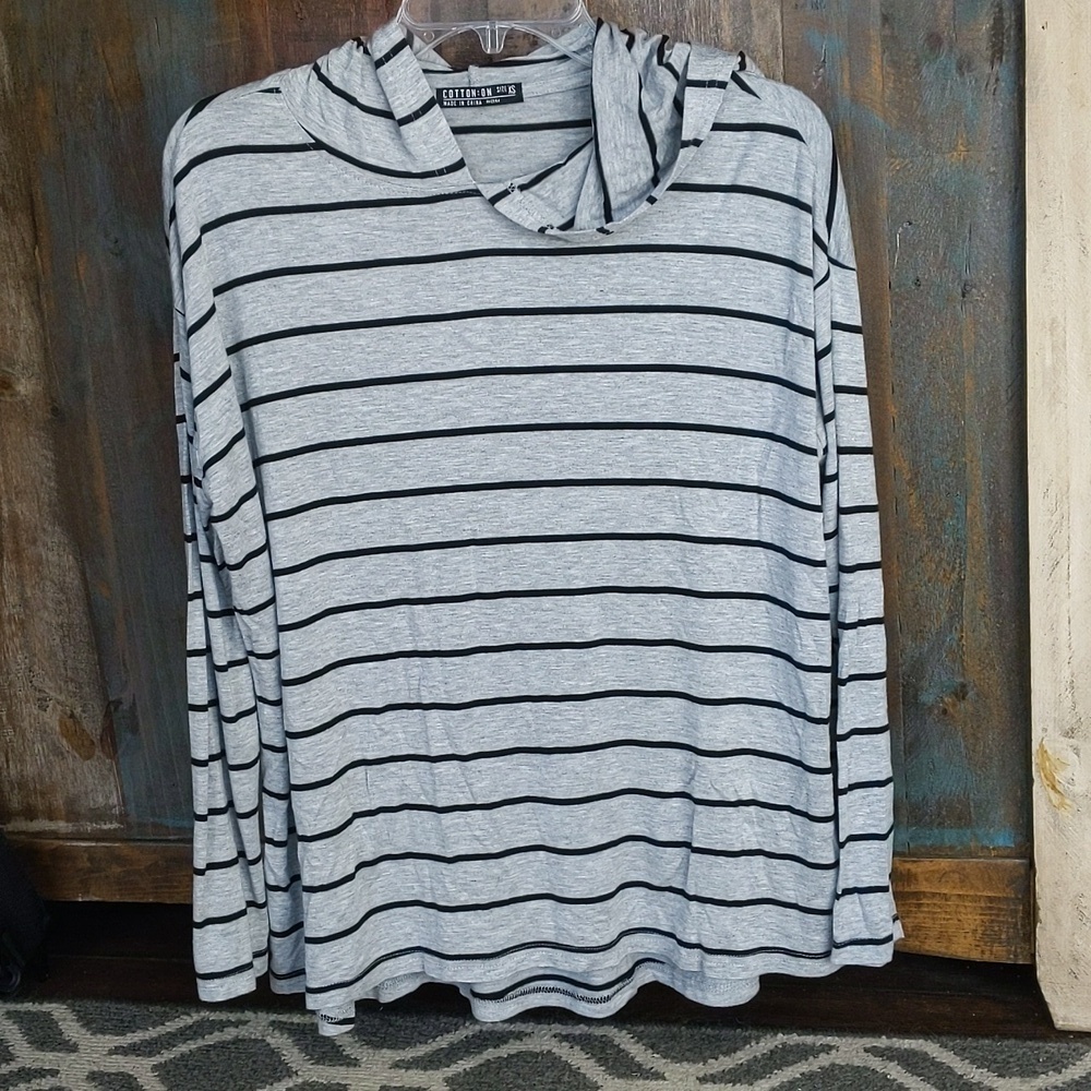 Cotton On Gray Hooded Pullover w/ Black Stripes - Women's XS